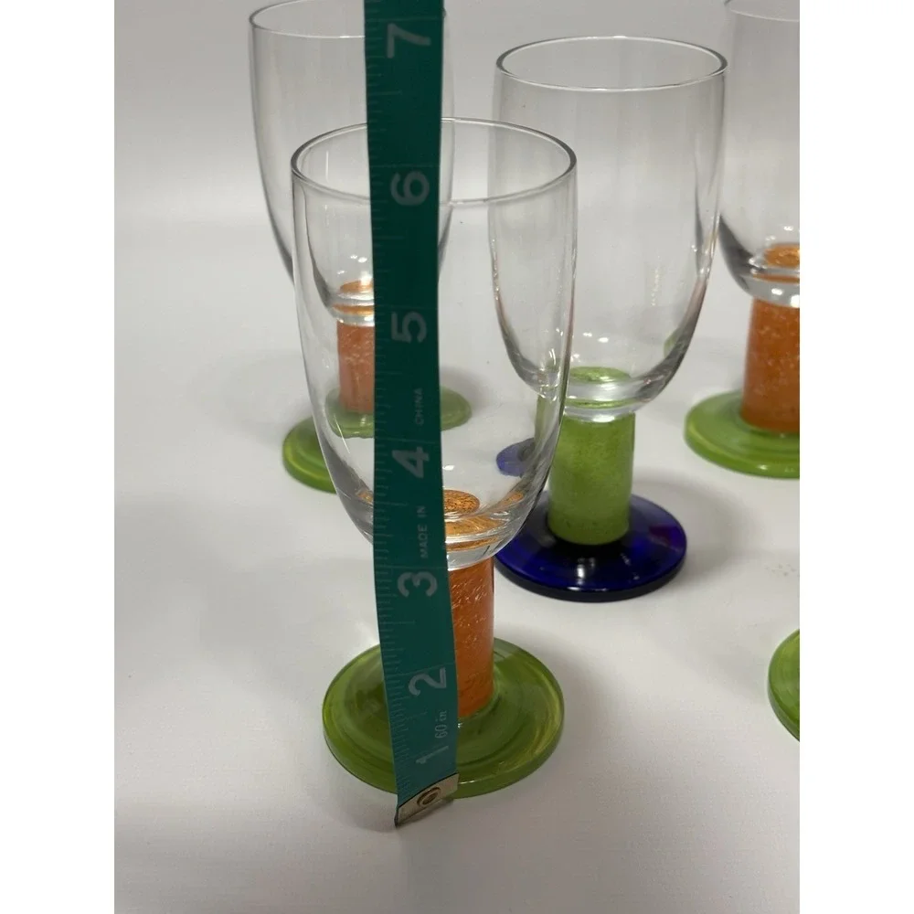 WMF Set of 6‎ Colorful Stemmed Wine Beer Tulip Glasses Unique Swirl Base